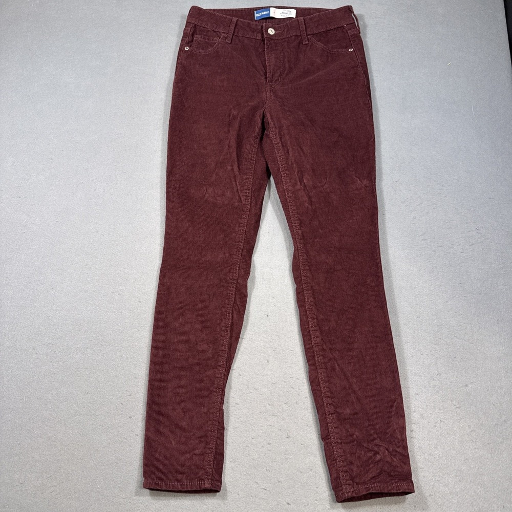 Old Navy Corduroy Pants Womens 6 Rockstar Super Skinny High Rise BURGANDY